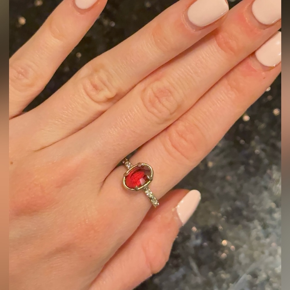 Kendra Scott Gold Ring with Red Gemstone